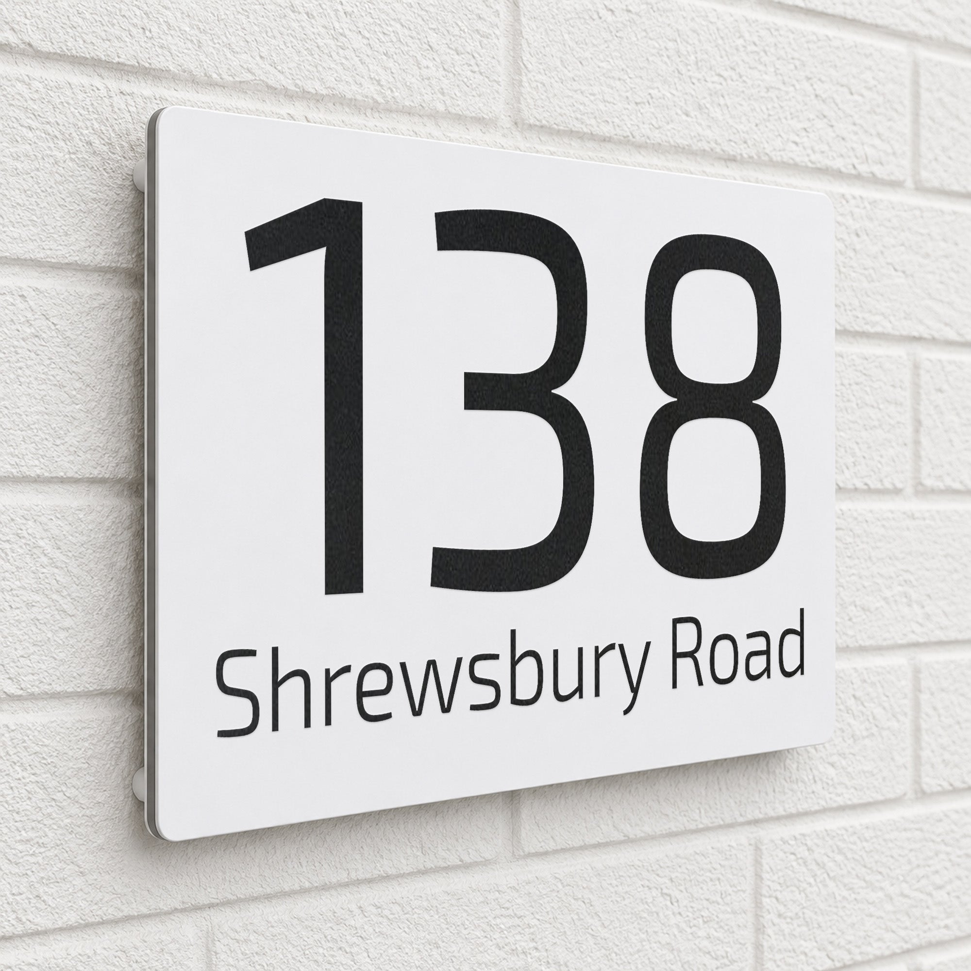 Personalised House Sign | 200mm x 130mm | Made from White Composite Aluminium