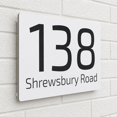 Personalised House Sign | 200mm x 130mm | Made from White Composite Aluminium