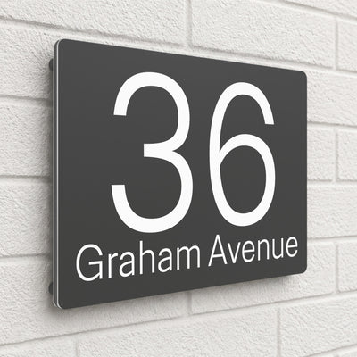 Personalised House Sign | 280mm x 160mm | Made from Anthracite Grey Composite Aluminium