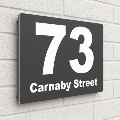 Personalised House Sign | 280mm x 160mm | Made from Anthracite Grey Composite Aluminium