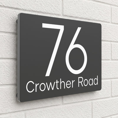 Personalised House Sign | 280mm x 160mm | Made from Anthracite Grey Composite Aluminium