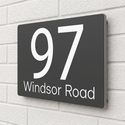 Personalised House Sign | 280mm x 160mm | Made from Anthracite Grey Composite Aluminium