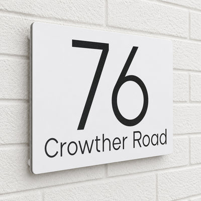 Personalised House Sign | 200mm x 130mm | Made from White Composite Aluminium