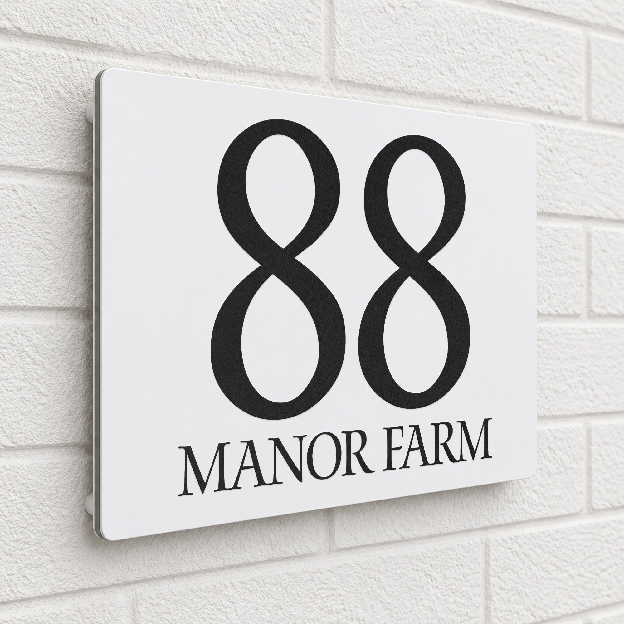 Personalised House Sign | 200mm x 130mm | Made from White Composite Aluminium