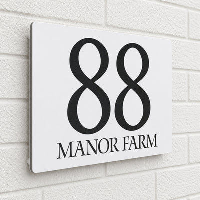 Personalised House Sign | 200mm x 130mm | Made from White Composite Aluminium