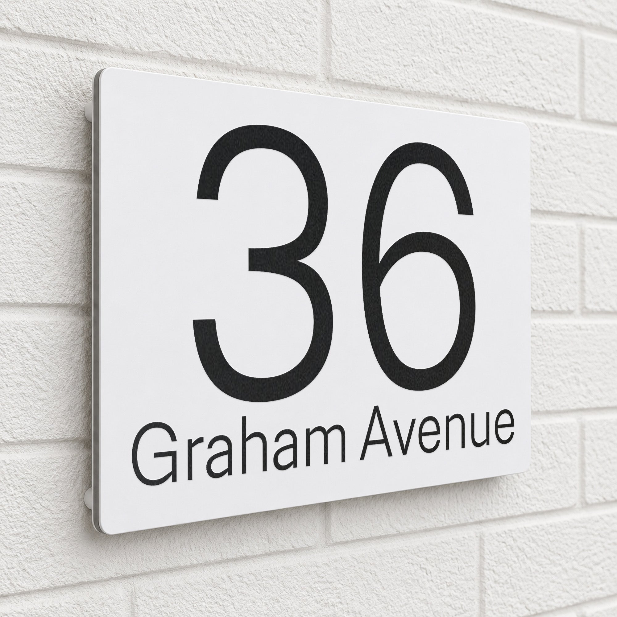Personalised House Sign | 200mm x 130mm | Made from White Composite Aluminium