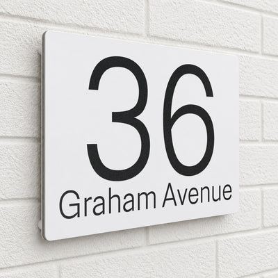 Personalised House Sign | 200mm x 130mm | Made from White Composite Aluminium