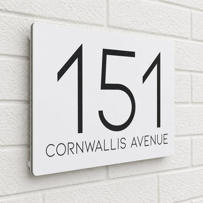 Personalised House Sign | 200mm x 130mm | Made from White Composite Aluminium