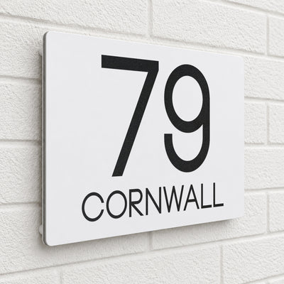 Personalised House Sign | 200mm x 130mm | Made from White Composite Aluminium