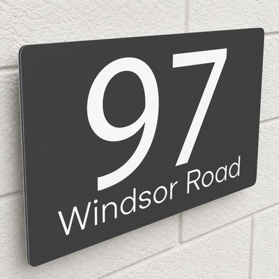 Personalised House Sign | 280mm x 160mm | Made from Anthracite Grey Composite Aluminium