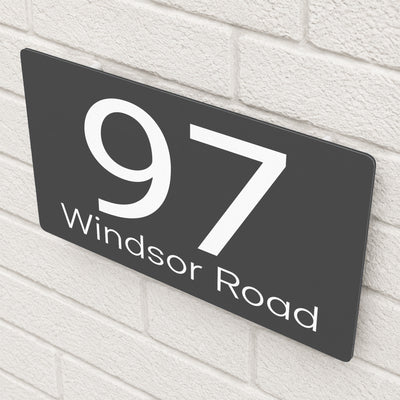 Personalised House Sign | 280mm x 160mm | Made from Anthracite Grey Composite Aluminium