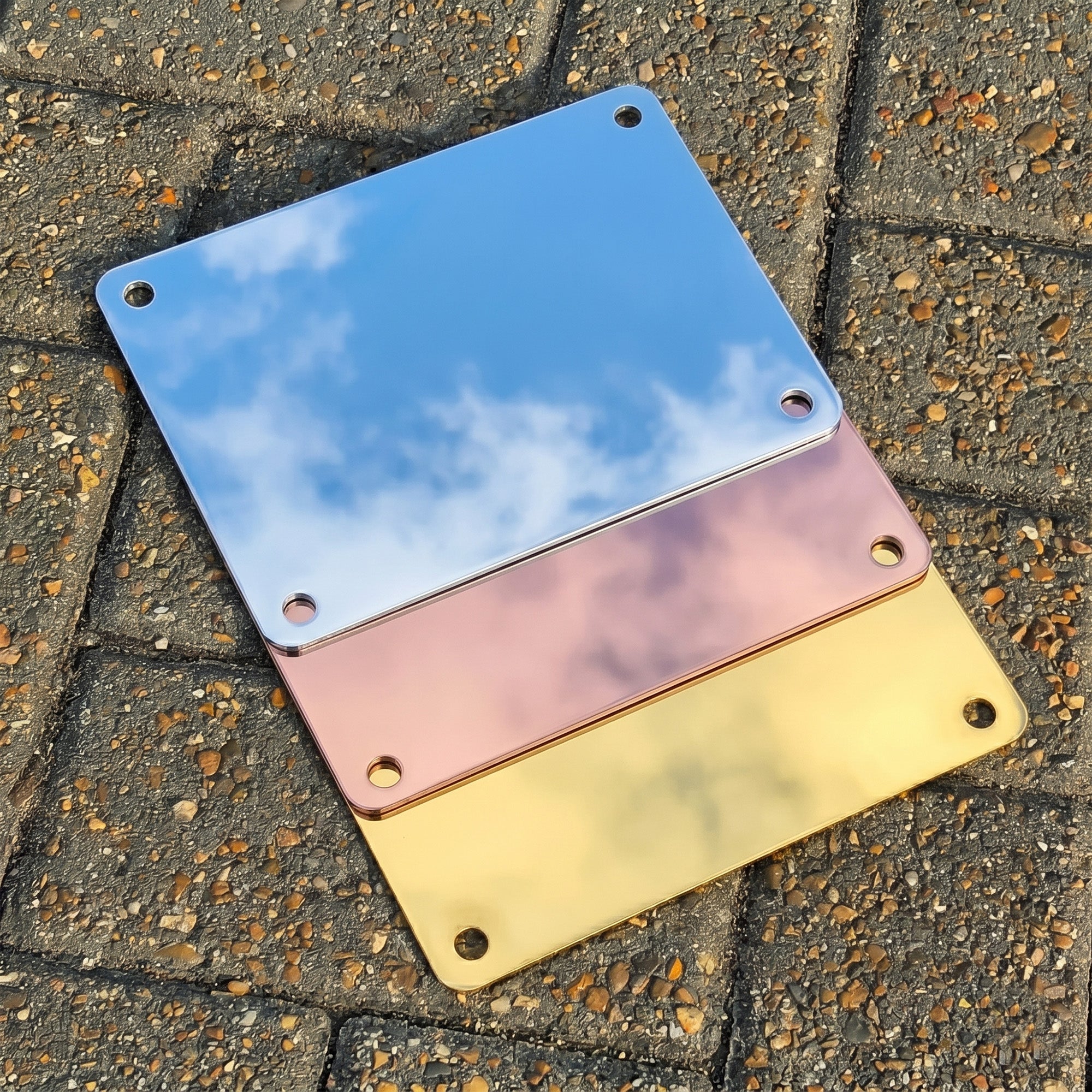Personalised Mirror House Sign with Silver Laser Cut Text | 280mm x 160mm | Made from 3mm Grey Acrylic