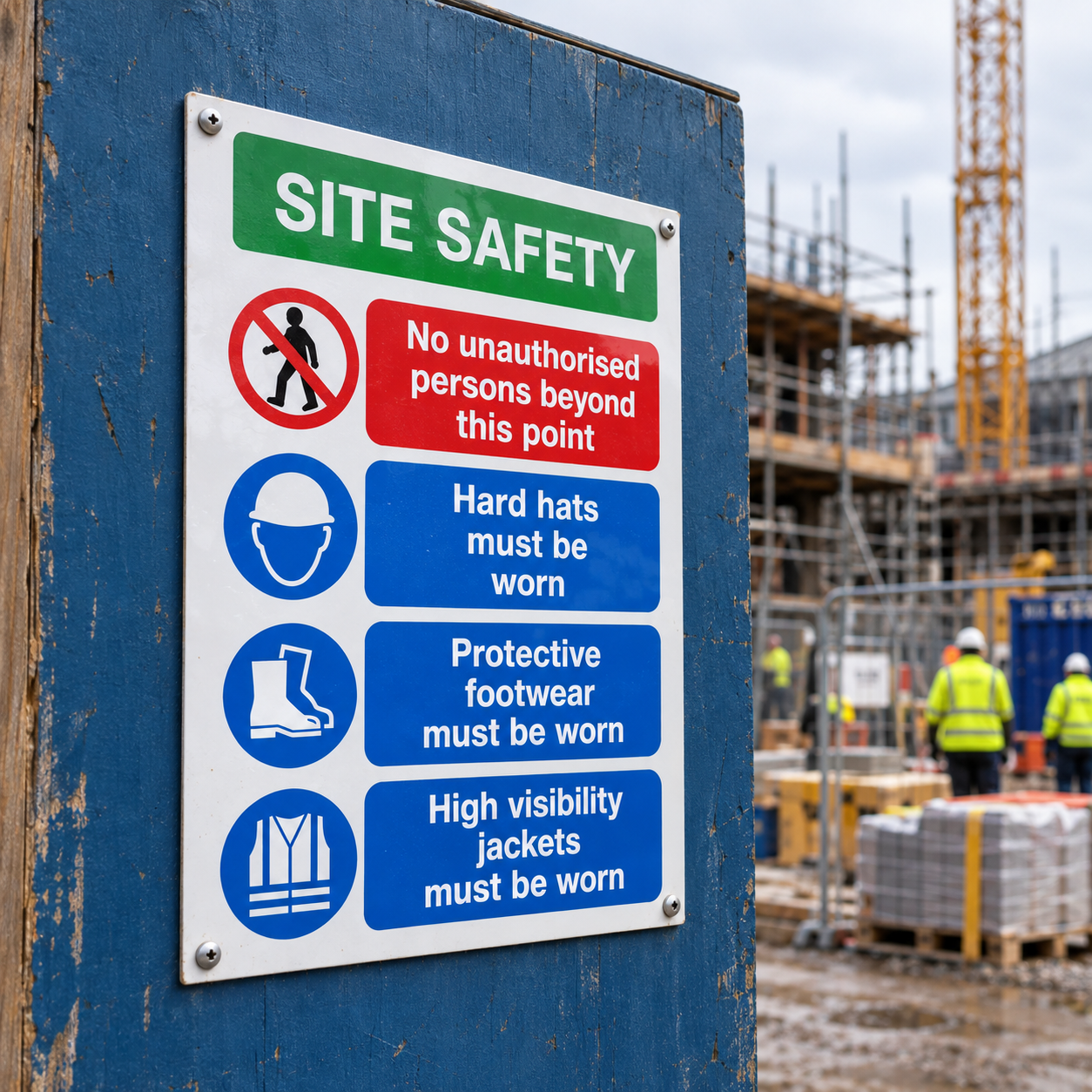 Multi Hazard Site Safety Notice 4 Points | Made from 3mm Acrylic | Small Medium and Large Sizes