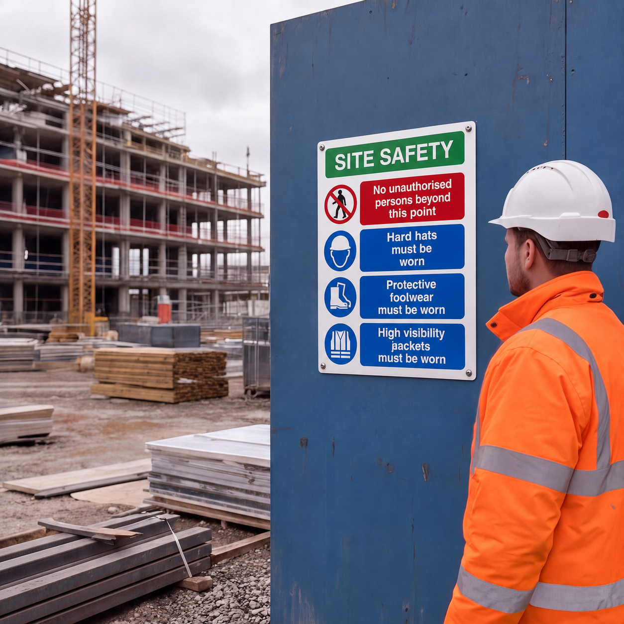 Multi Hazard Site Safety Notice 4 Points | Made from 3mm Acrylic | Small Medium and Large Sizes