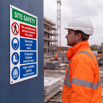 Multi Hazard Site Safety Notice 4 Points | Made from 3mm Acrylic | Small Medium and Large Sizes