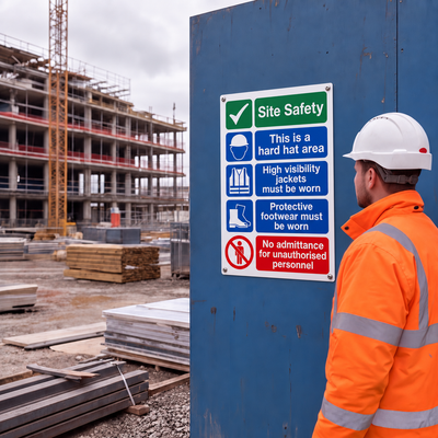 Multi Hazard Site Safety Notice 4 Points | Made from 3mm Acrylic | Small Medium and Large Sizes