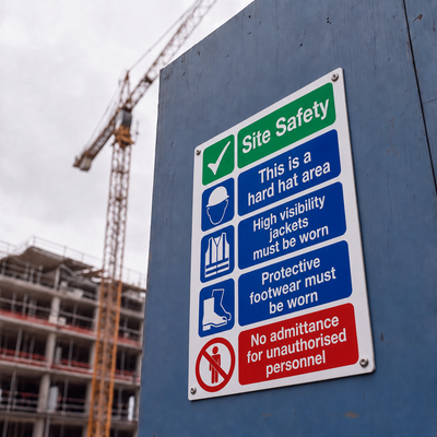 Multi Hazard Site Safety Notice 4 Points | Made from 3mm Acrylic | Small Medium and Large Sizes