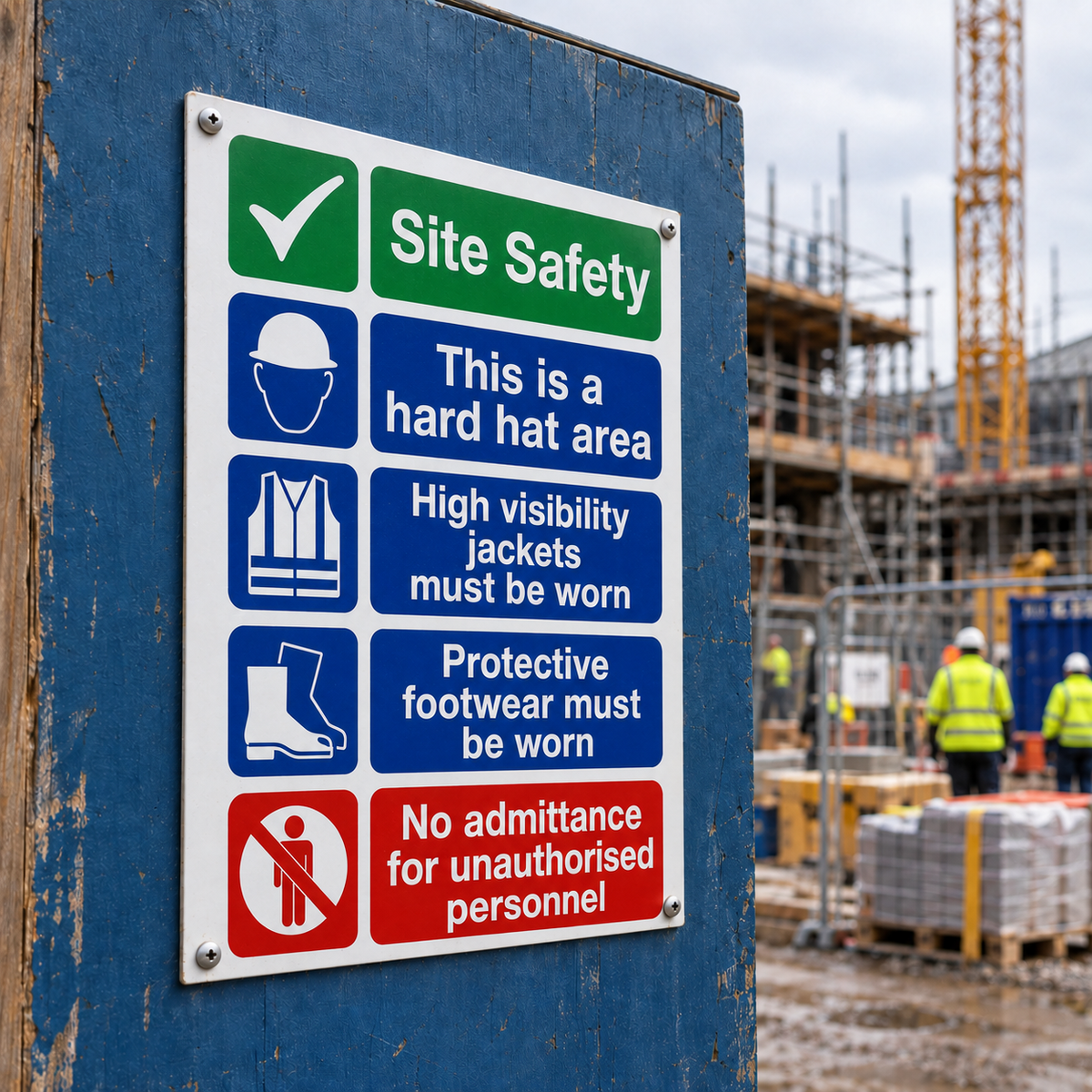 Multi Hazard Site Safety Notice 4 Points | Made from 3mm Acrylic | Small Medium and Large Sizes