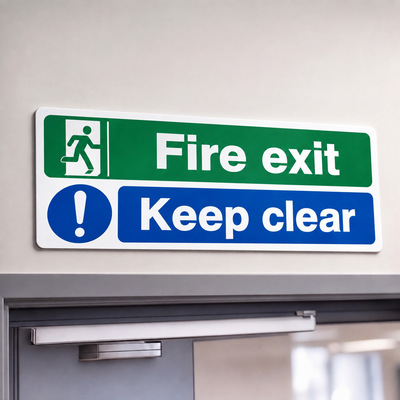 Fire Exit Signs | Made from 3mm Acrylic | ISO 7010 | 300mm x 100mm For Commerical Premises