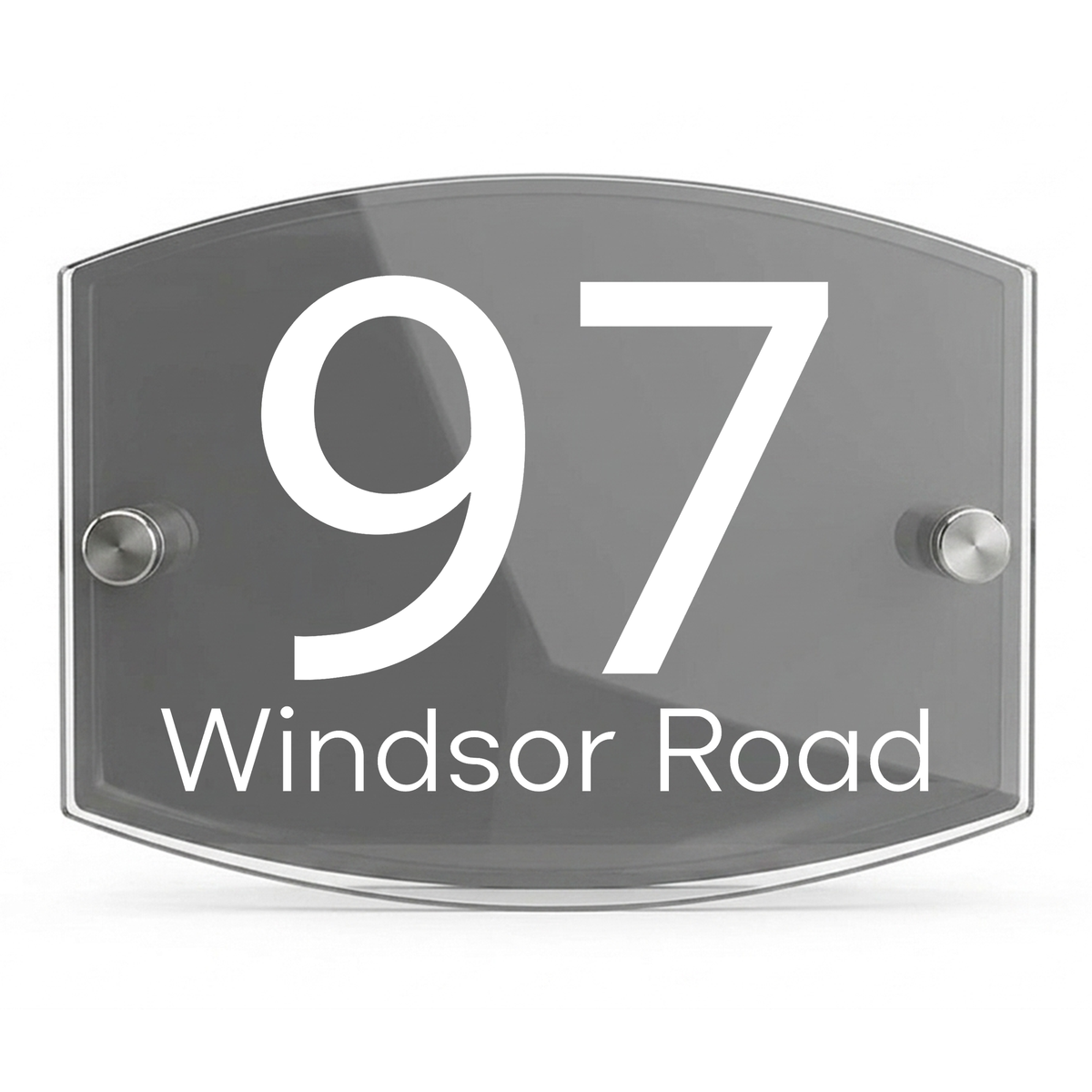 Personalised Dual Panel Acrylic House Sign Oval | 200mm x 130mm | Grey with White Text