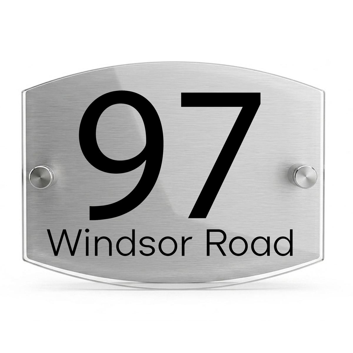 Personalised Dual Panel Acrylic House Sign Oval | 200mm x 130mm | Silver with Black Text