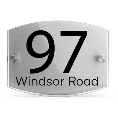 Personalised Dual Panel Acrylic House Sign Oval | 200mm x 130mm | Silver with Black Text