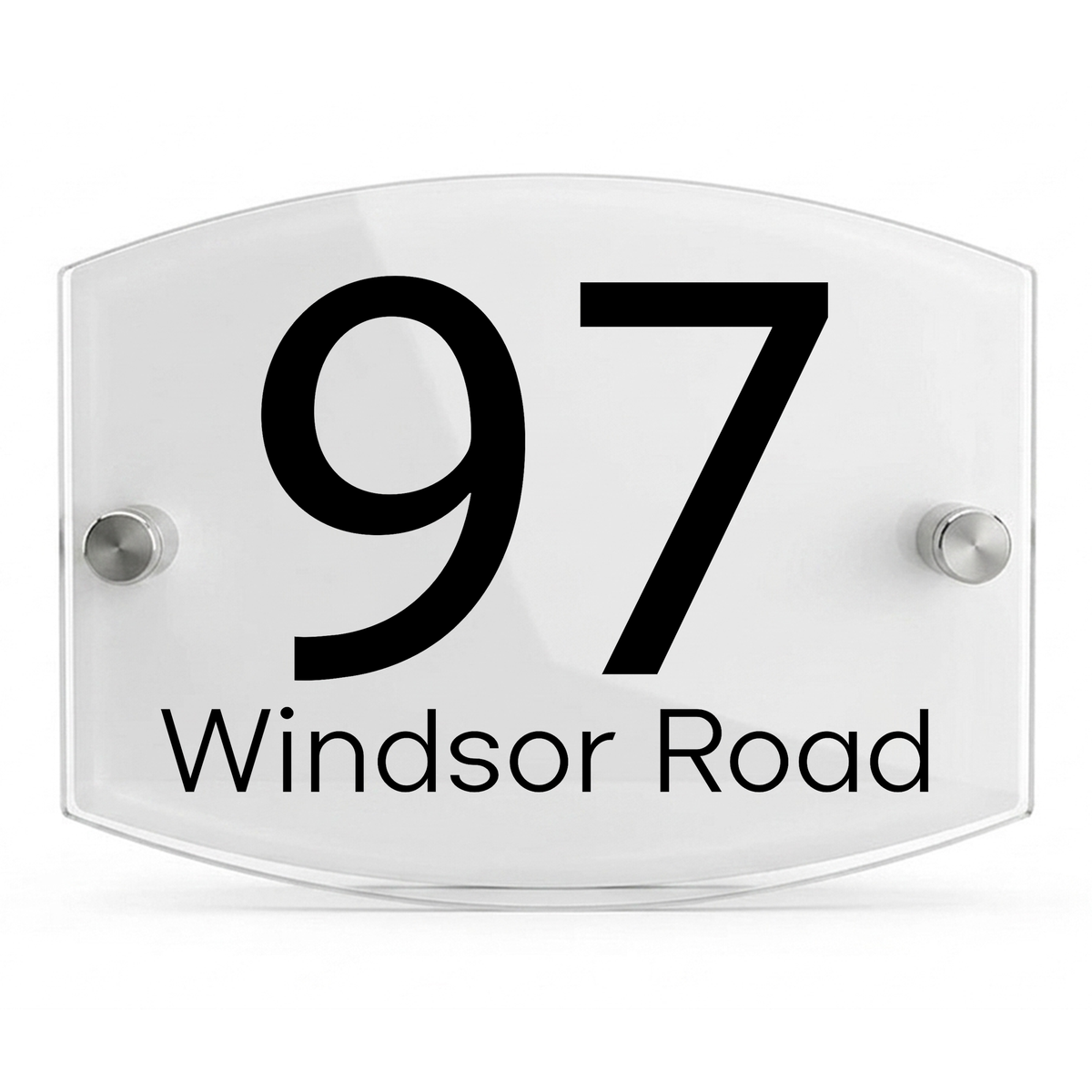 Personalised Dual Panel Acrylic House Sign Oval | 200mm x 130mm | White with Black Text