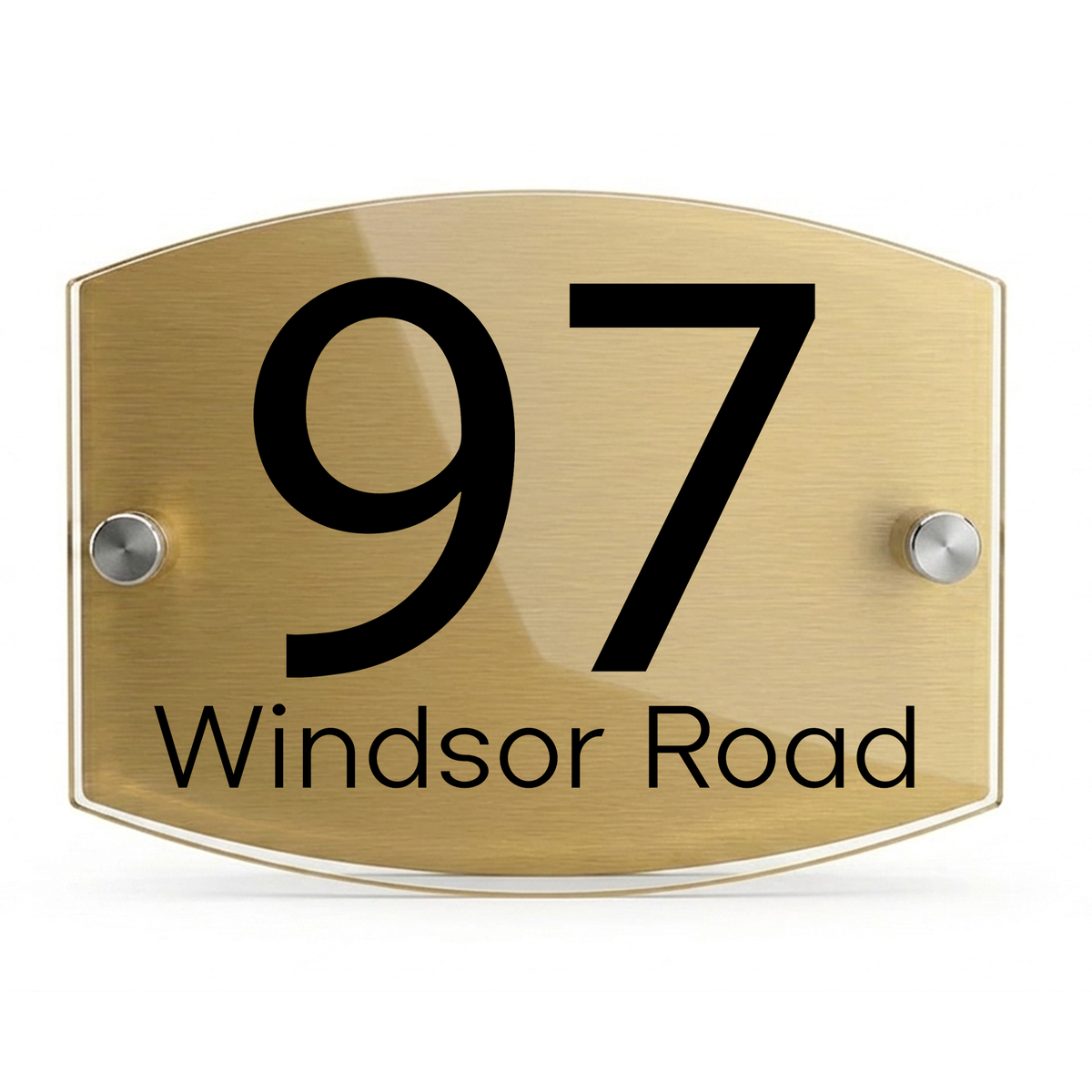 Personalised Dual Panel Acrylic House Sign Oval | 200mm x 130mm | Gold with Black Text