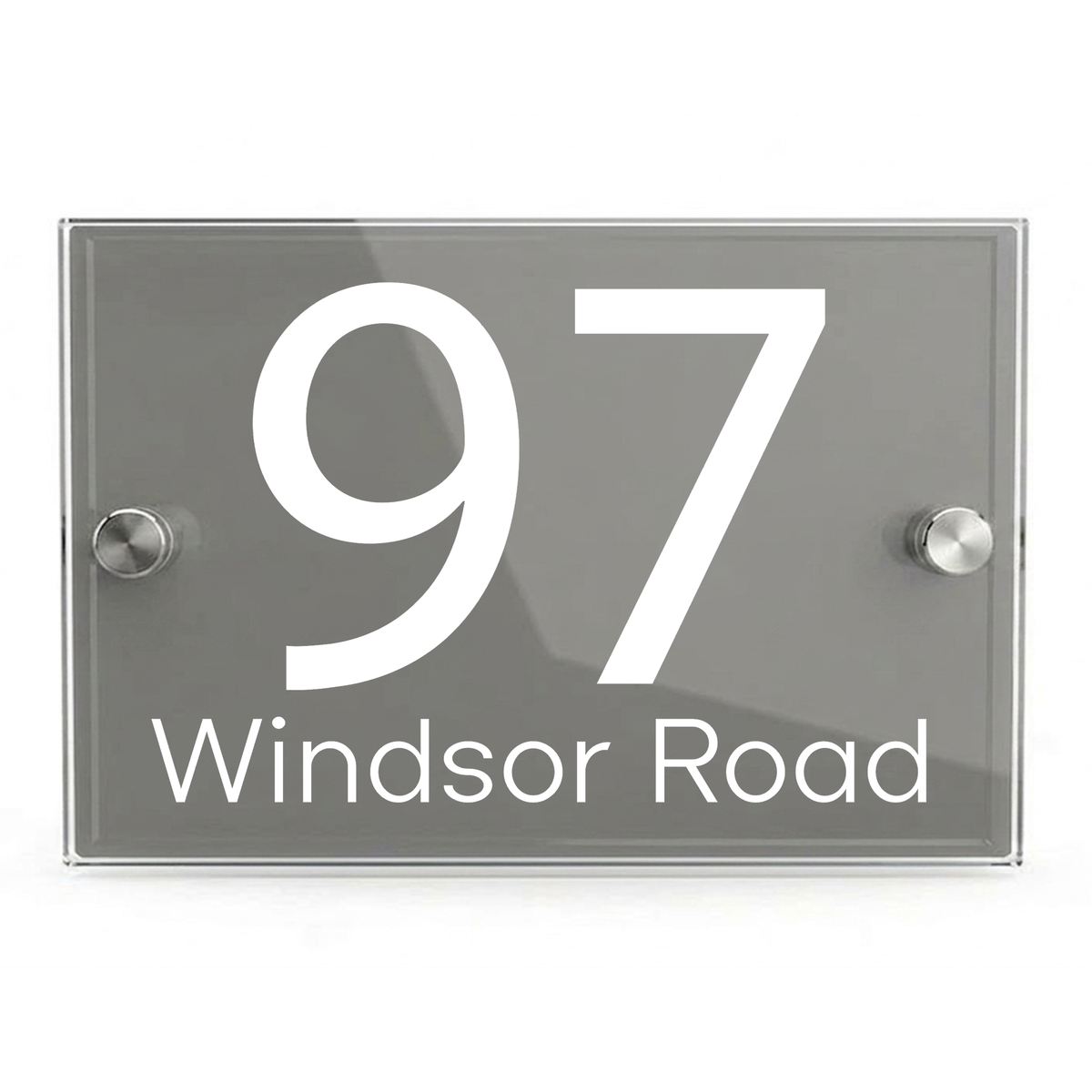 Personalised Dual Panel Acrylic House Sign Rectangle | 200mm x 130mm | Grey with White Text