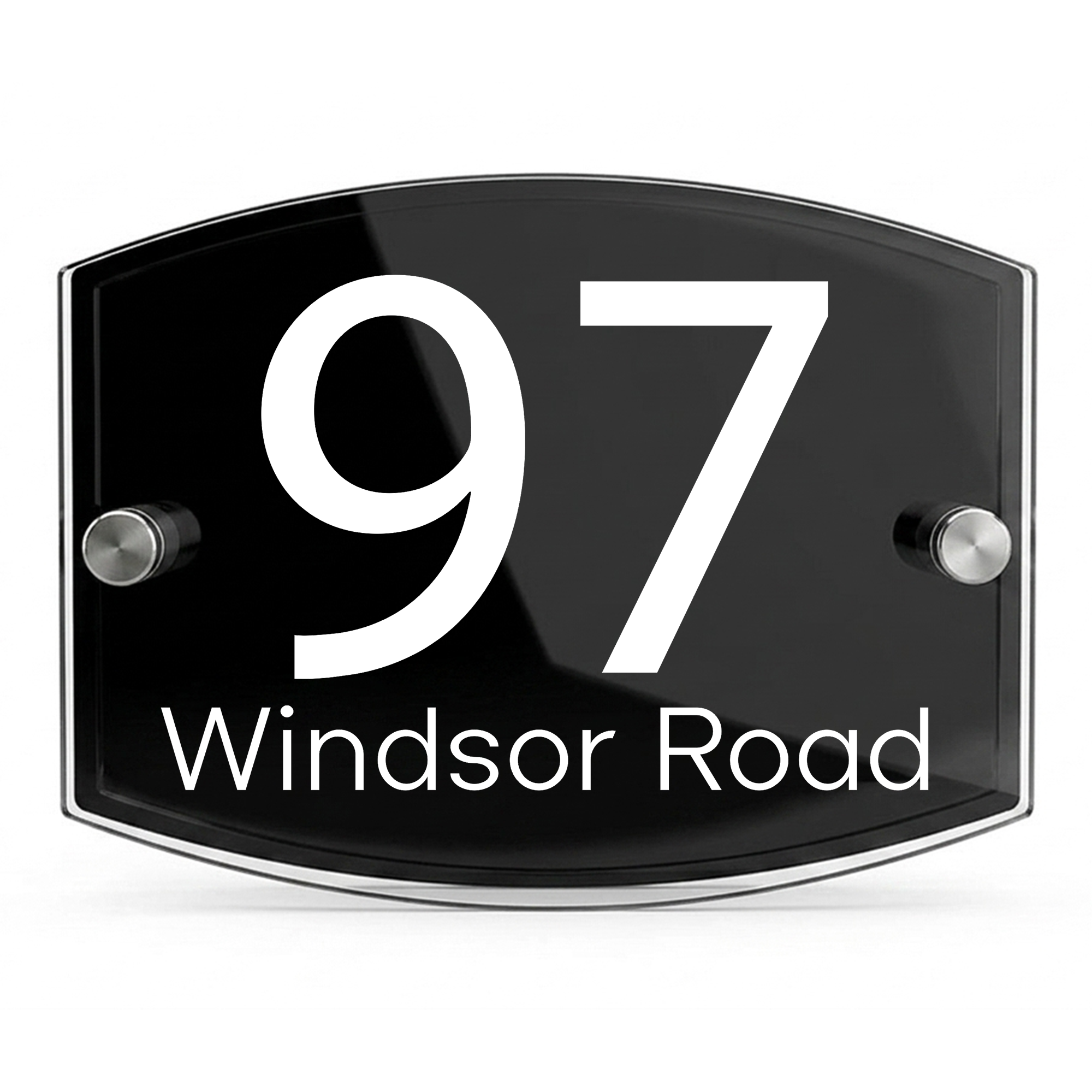 Personalised Dual Panel Acrylic House Sign Oval | 200mm x 130mm | Black with White Text