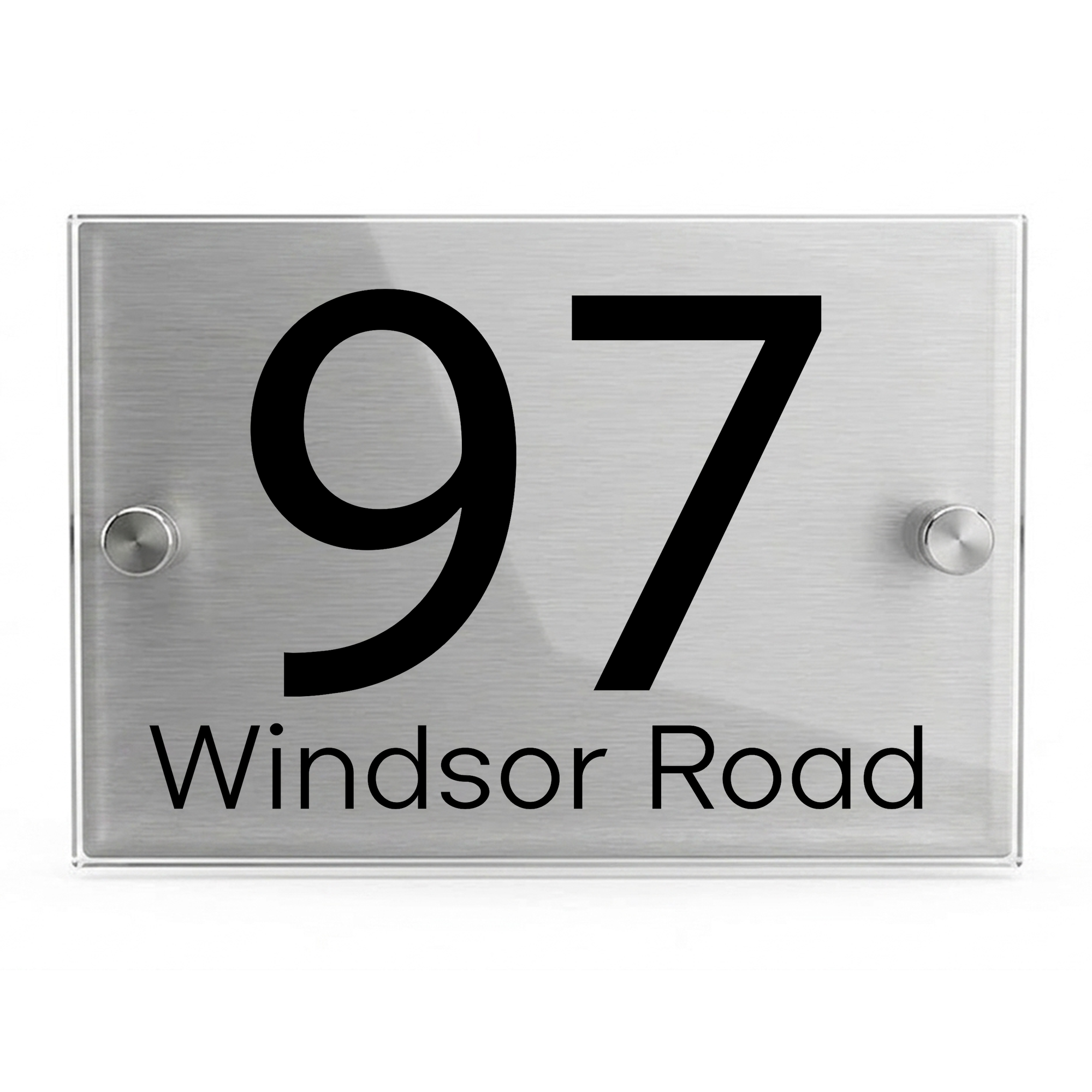 Personalised Dual Panel Acrylic House Sign Rectangle | 200mm x 130mm | Silver with Black Text