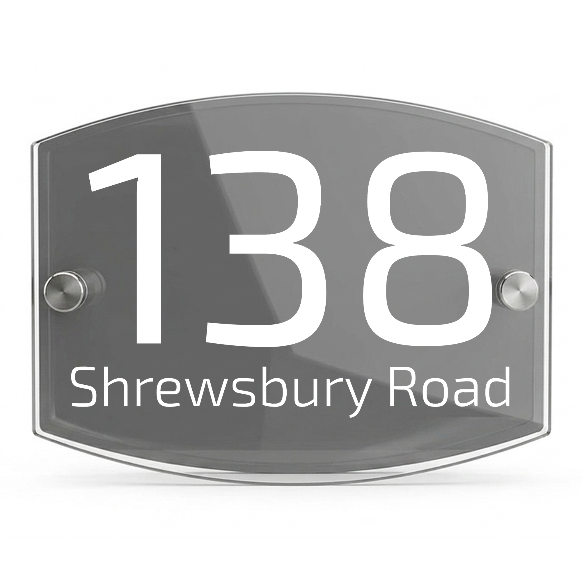 Personalised Dual Panel Acrylic House Sign Oval | 200mm x 130mm | Grey with White Text