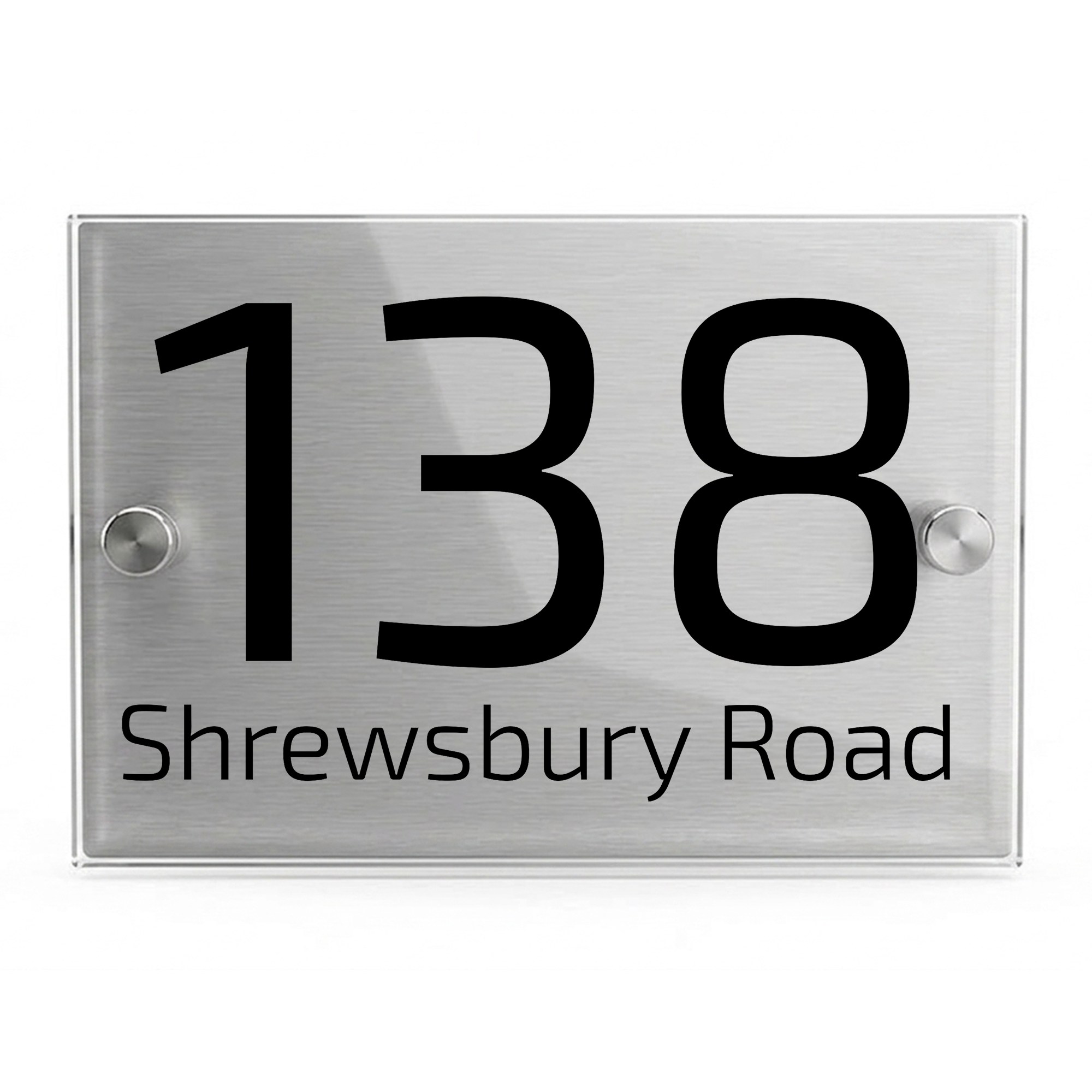 Personalised Dual Panel Acrylic House Sign Rectangle | 200mm x 130mm | Silver with Black Text