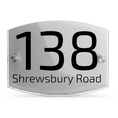 Personalised Dual Panel Acrylic House Sign Oval | 200mm x 130mm | Silver with Black Text
