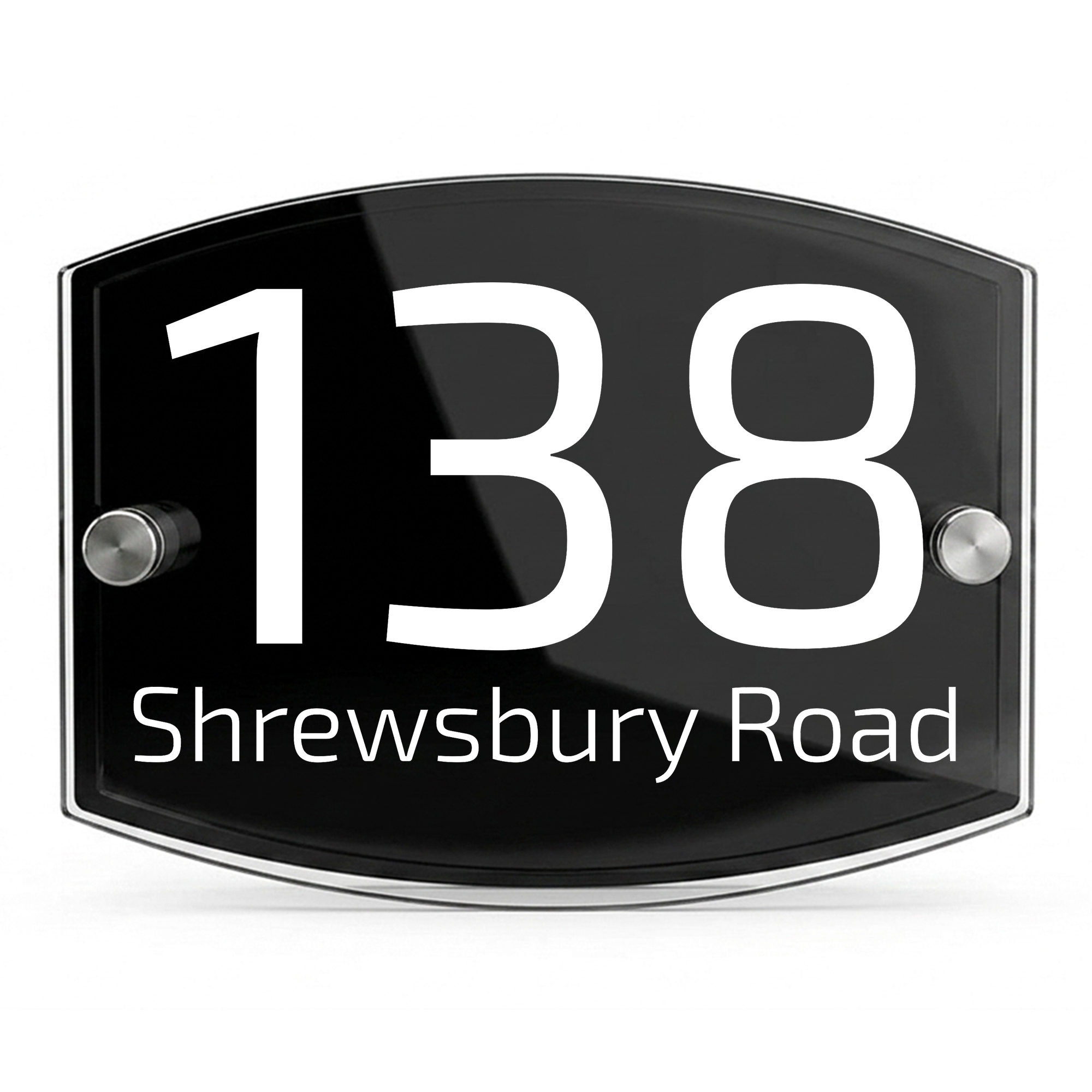 Personalised Dual Panel Acrylic House Sign Oval | 200mm x 130mm | Black with White Text