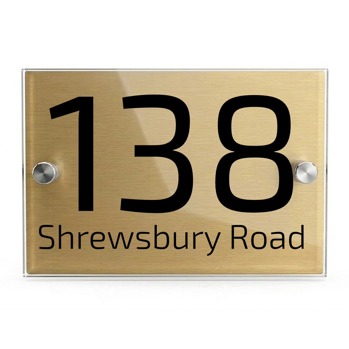 Personalised Dual Panel Acrylic House Sign Rectangle | 200mm x 130mm | Gold with Black Text