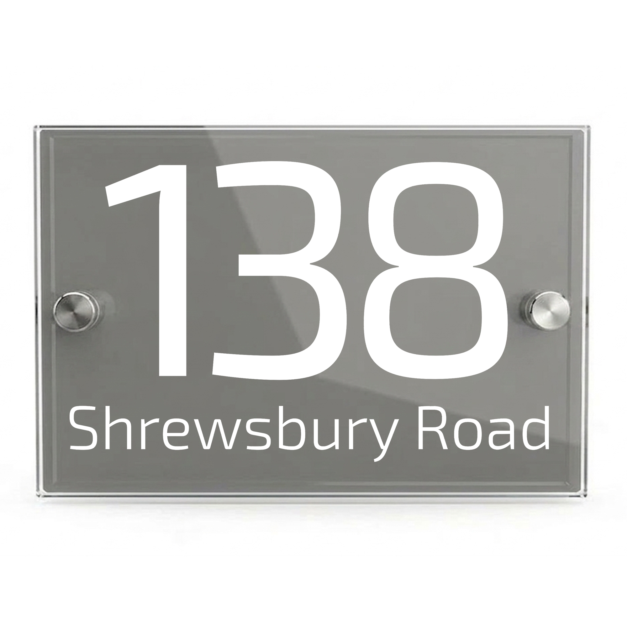 Personalised Dual Panel Acrylic House Sign Rectangle | 200mm x 130mm | Grey with White Text