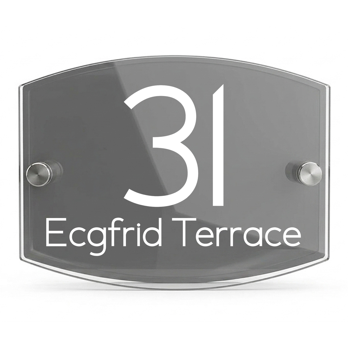 Personalised Dual Panel Acrylic House Sign Oval | 200mm x 130mm | Grey with White Text