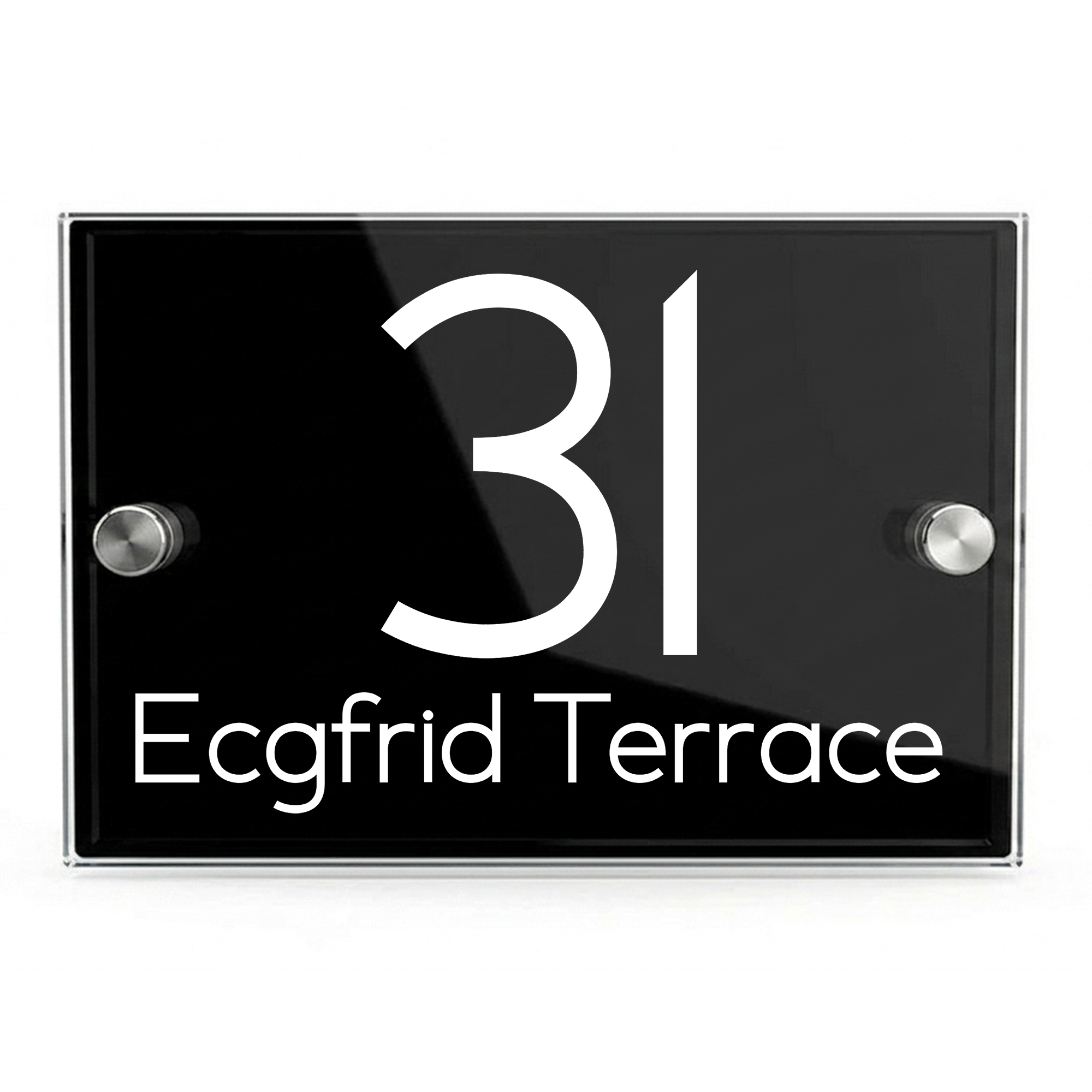 Personalised Dual Panel Acrylic House Sign Rectangle | 200mm x 130mm | Black with White Text