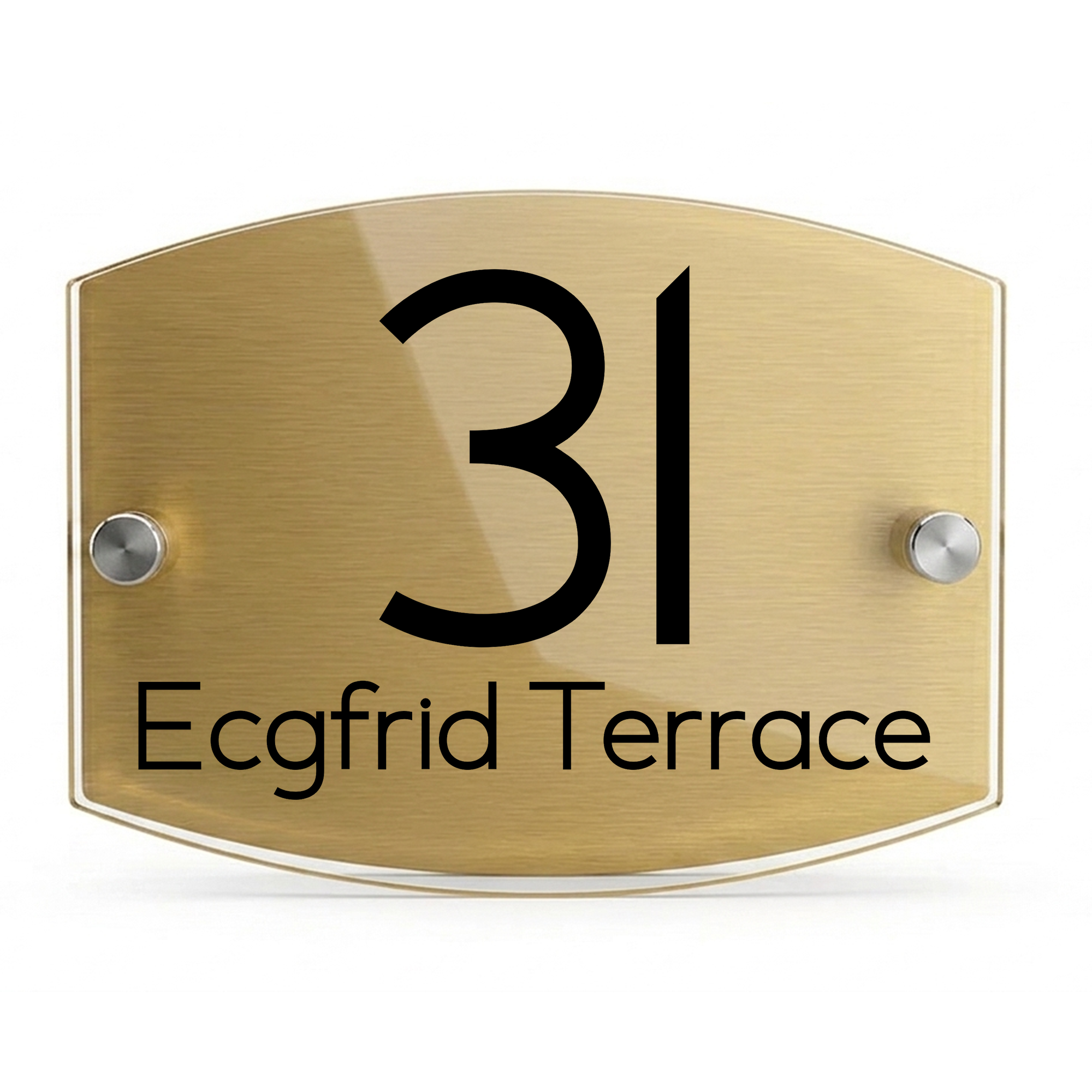 Personalised Dual Panel Acrylic House Sign Oval | 200mm x 130mm | Gold with Black Text