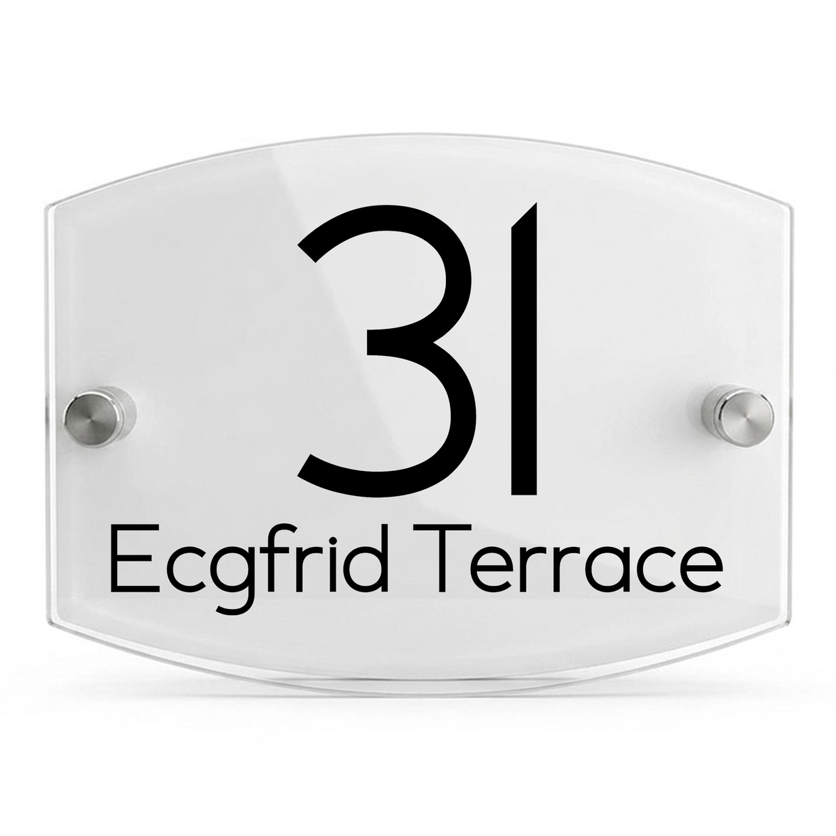 Personalised Dual Panel Acrylic House Sign Oval | 200mm x 130mm | White with Black Text