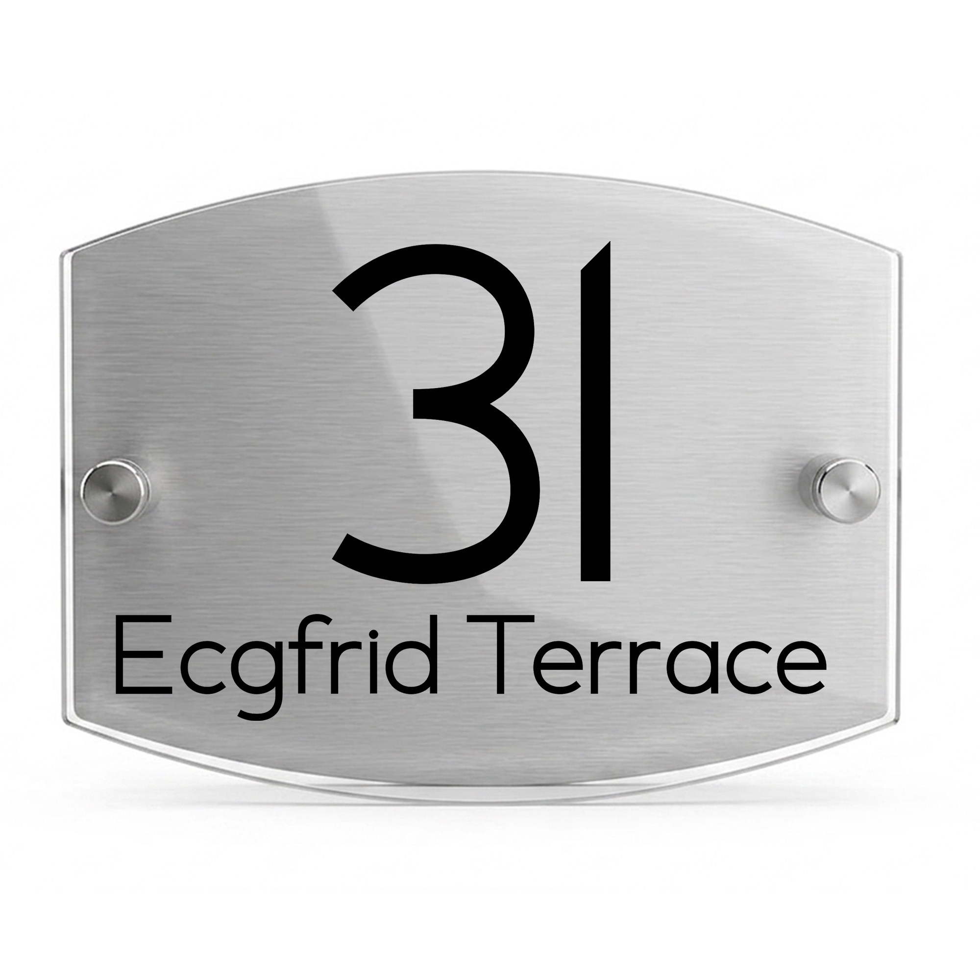 Personalised Dual Panel Acrylic House Sign Oval | 200mm x 130mm | Silver with Black Text