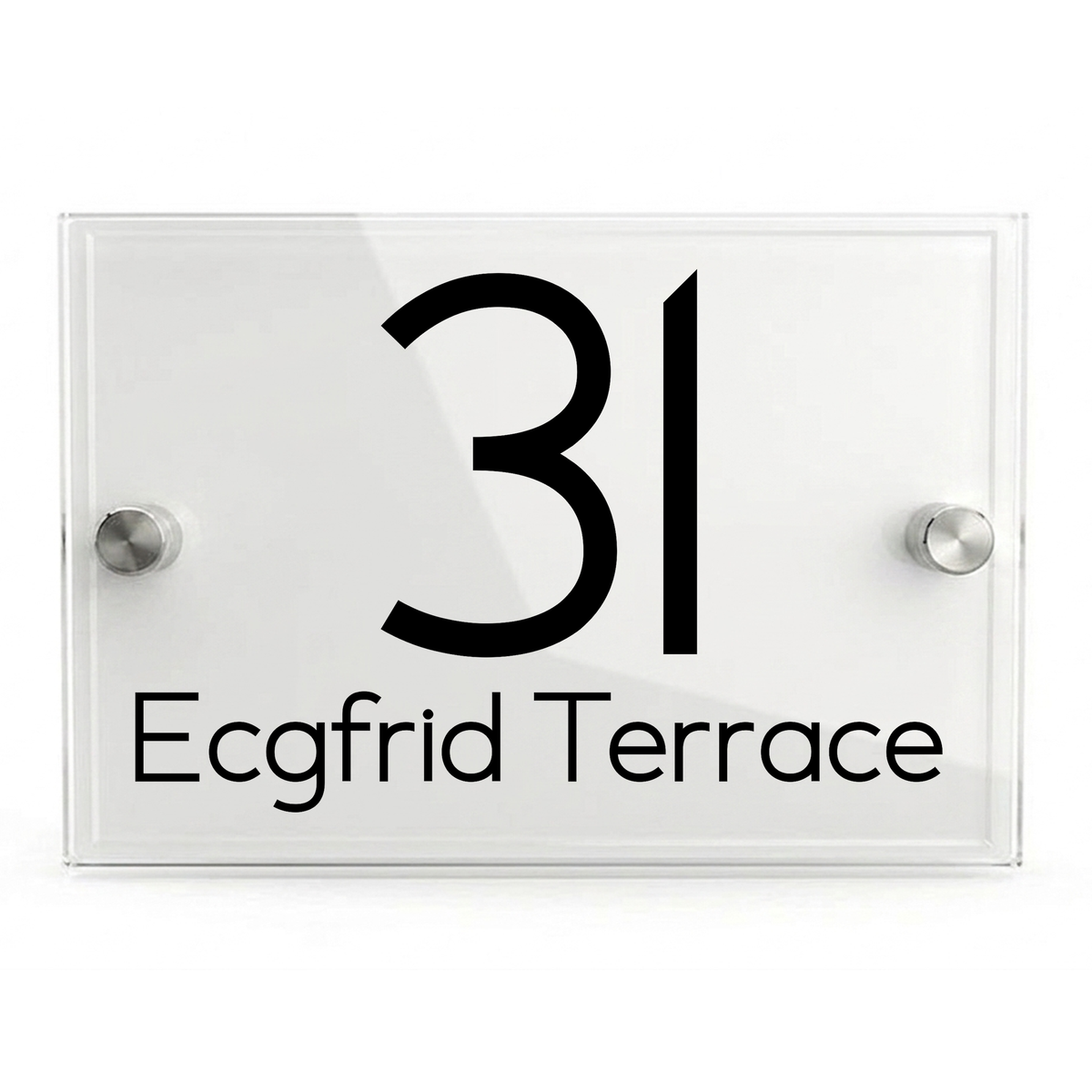 Personalised Dual Panel Acrylic House Sign Rectangle | 200mm x 130mm | White with Black Text