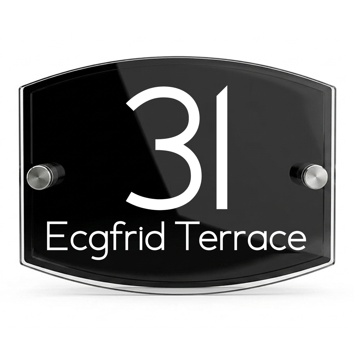 Personalised Dual Panel Acrylic House Sign Oval | 200mm x 130mm | Black with White Text