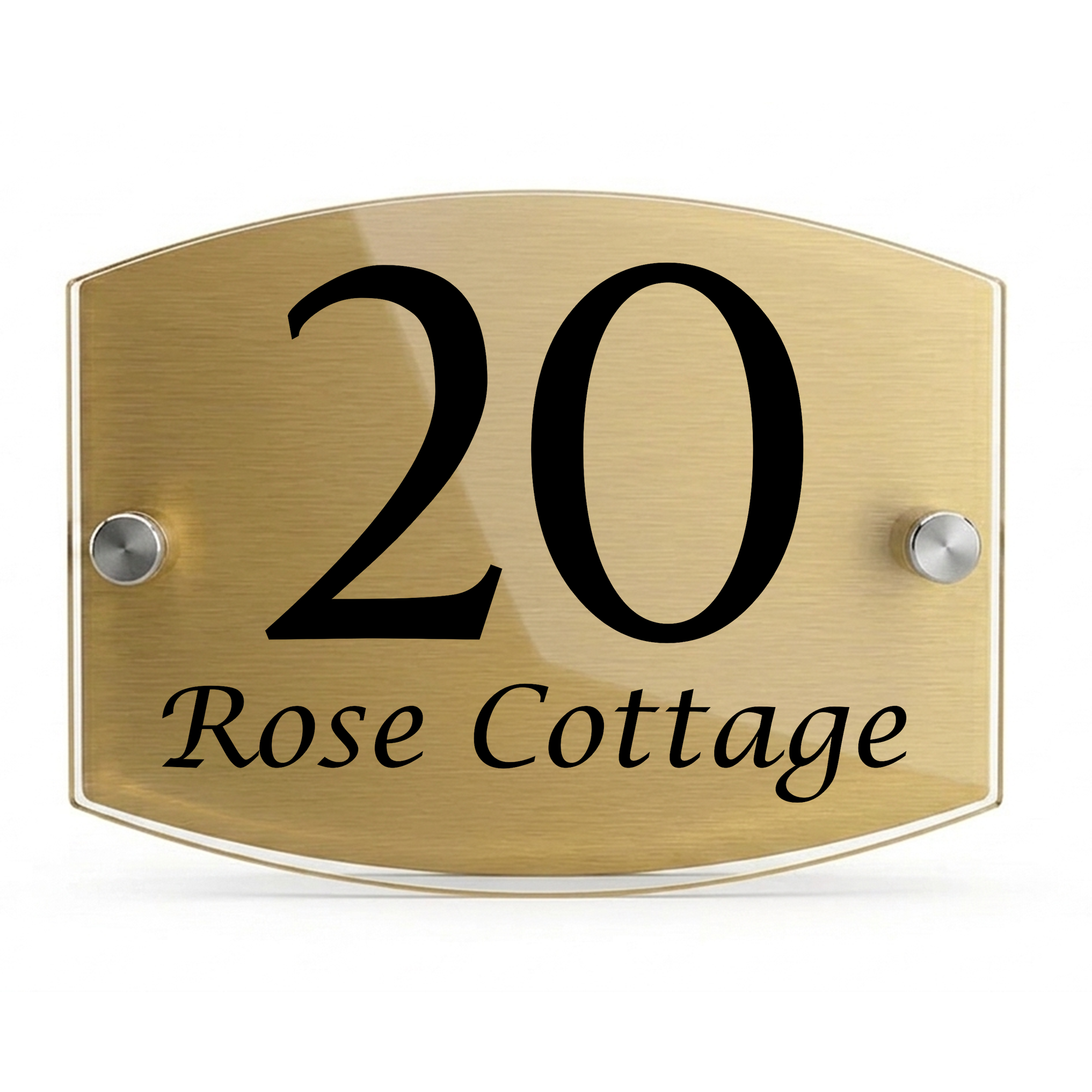 Personalised Dual Panel Acrylic House Sign Oval | 200mm x 130mm | Gold with Black Text
