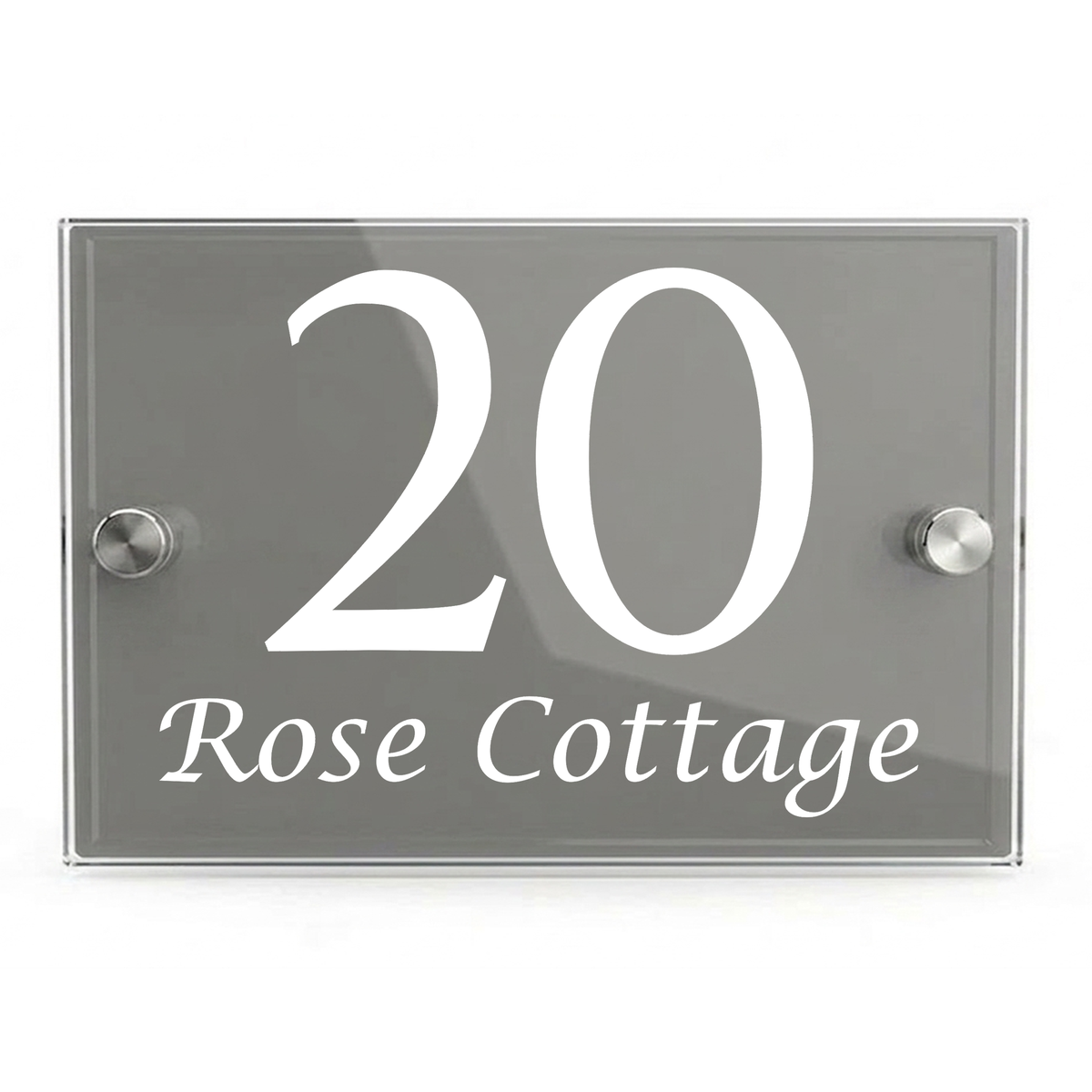 Personalised Dual Panel Acrylic House Sign Rectangle | 200mm x 130mm | Grey with White Text
