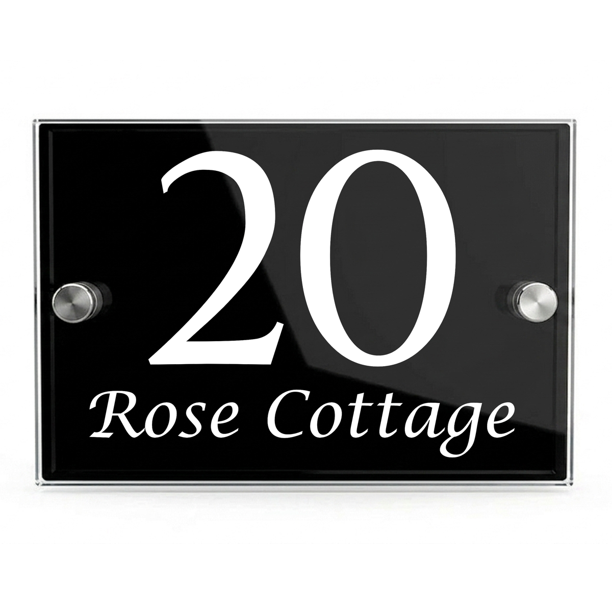 Personalised Dual Panel Acrylic House Sign Rectangle | 200mm x 130mm | Black with White Text