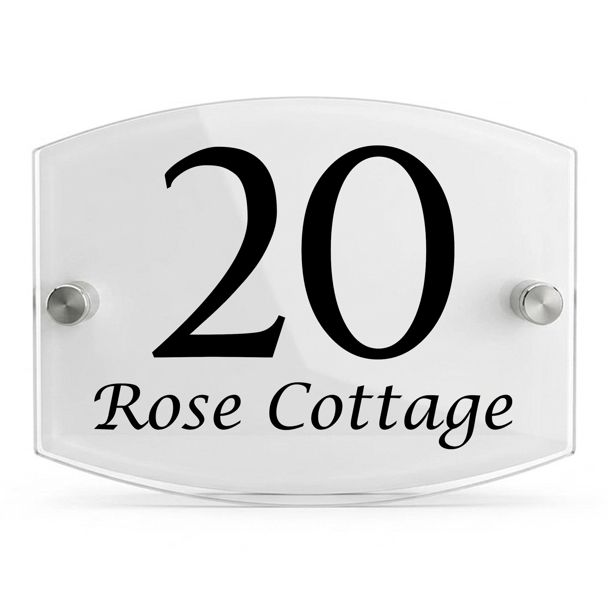 Personalised Dual Panel Acrylic House Sign Oval | 200mm x 130mm | White with Black Text