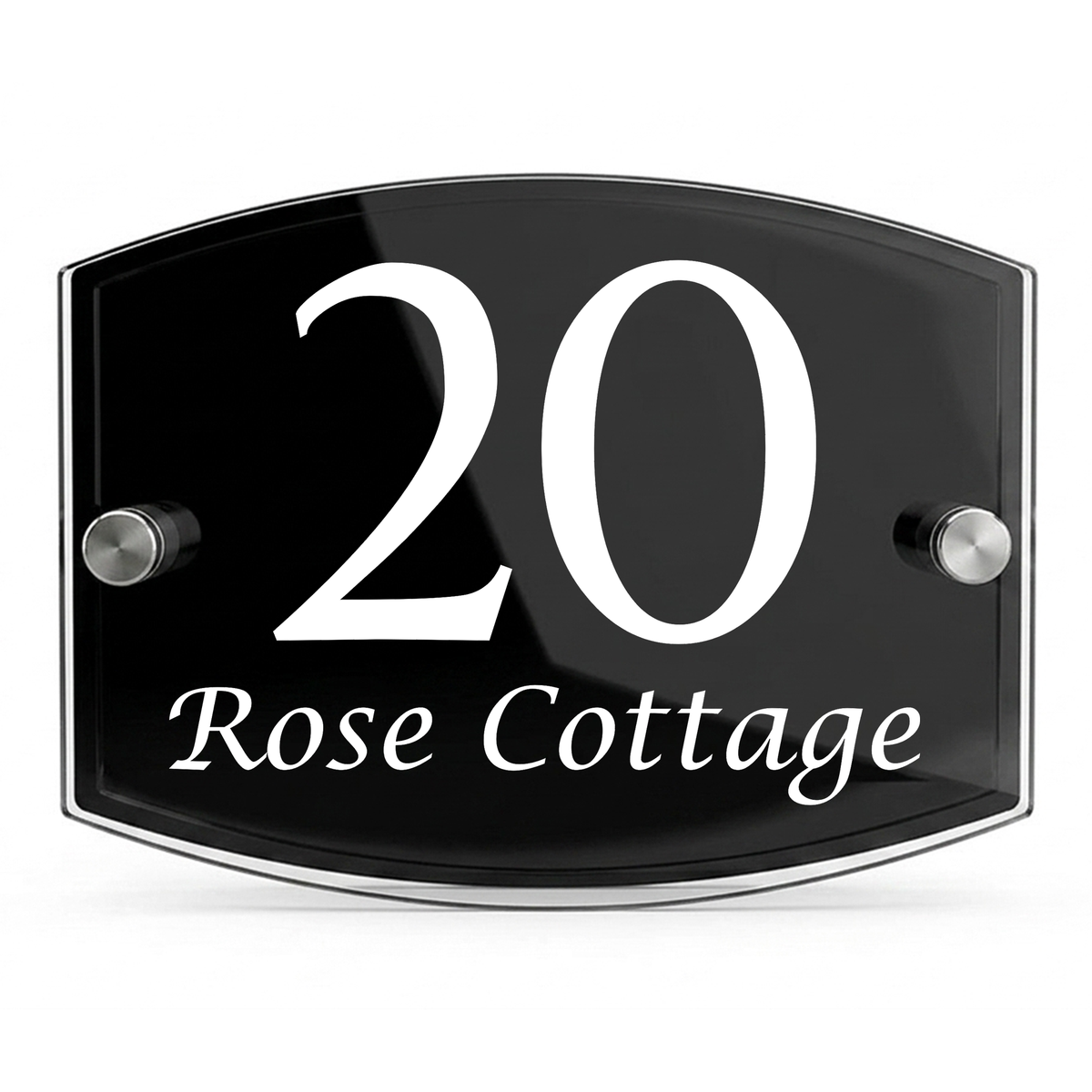 Personalised Dual Panel Acrylic House Sign Oval | 200mm x 130mm | Black with White Text