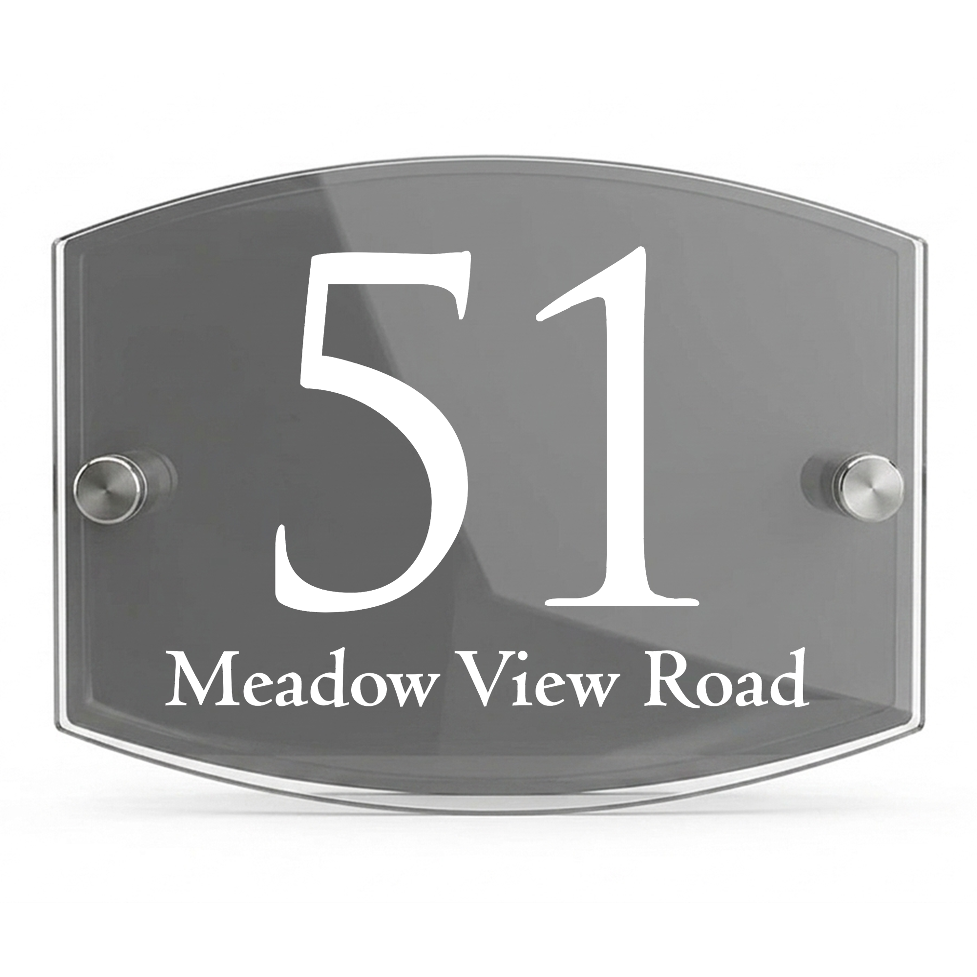 Personalised Dual Panel Acrylic House Sign Oval | 200mm x 130mm | Grey with White Text